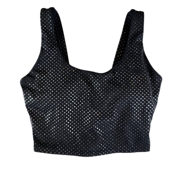 Zyia Sports Bra Women XS Night Out Black Metallic Polka Dots Twisted Back Padded - Picture 1 of 11